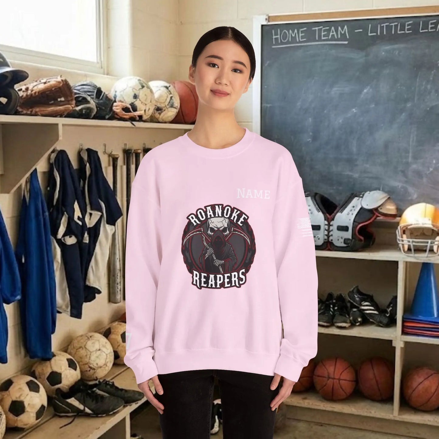 Custom Team Adult Sweatshirt – Center Chest Logo & Name (Gildan Heavy Blend)