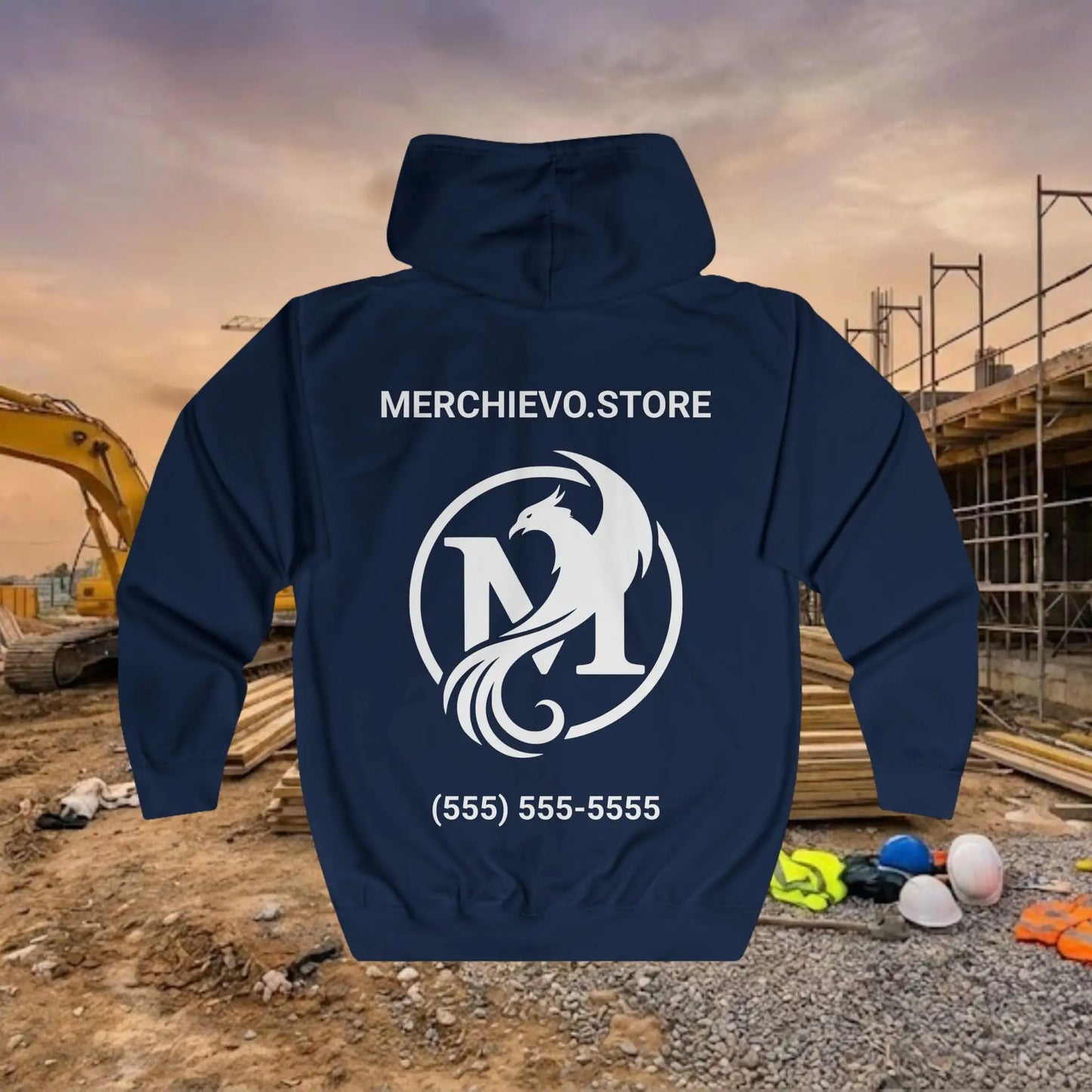 Custom Workwear Zip Up Hoodie – Left Chest Logo & Name Uniform Hoodie (Premium Soft Cotton)