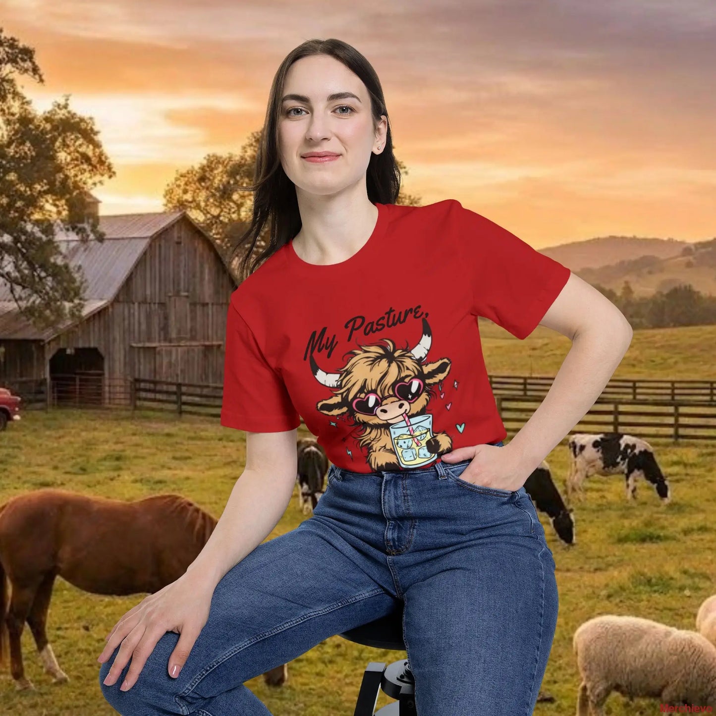 The ’Pasture Prince’ Highland Cow Tee T-Shirt