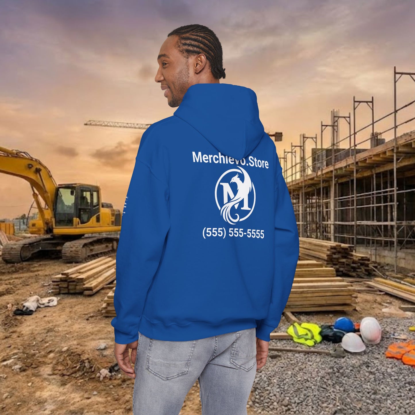 Custom Workwear Pull Over Hoodie – Right Chest Logo & Name (Gildan Heavy Blend)
