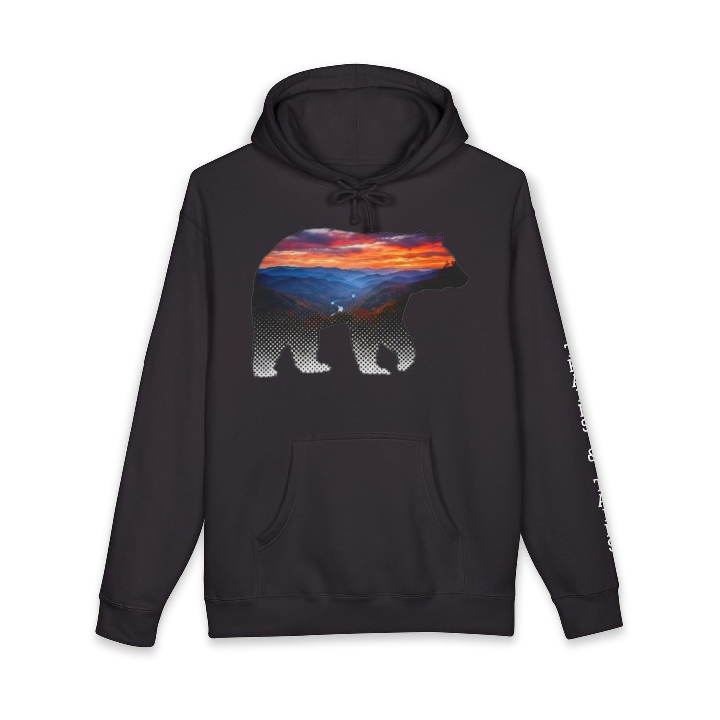 Roanoke "Trails & Tails" Premium Heavyweight Hoodie — Sunset Bear Edition