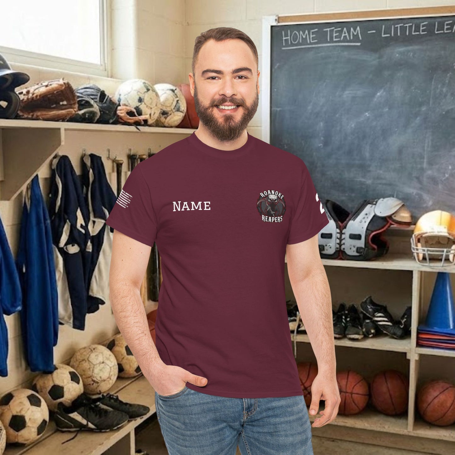 Custom Team Adult T-Shirt – Left Chest Team Logo & Name (DryBlend)