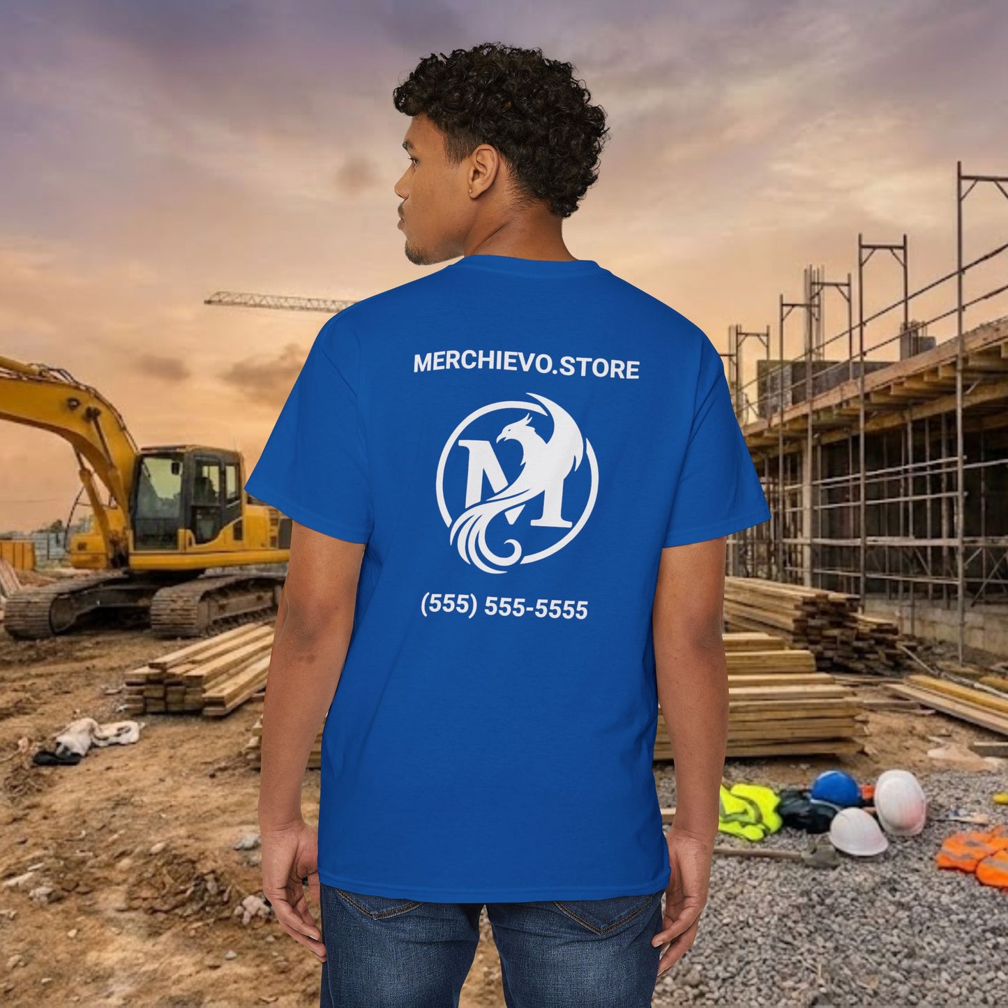 Custom Workwear Pocket T-Shirt – Company Logo & Crew Name (Heavy Cotton)