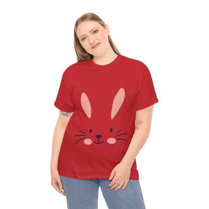 Minimalist Bunny Face Easter Tee — Unisex Adult Spring Graphic Shirt