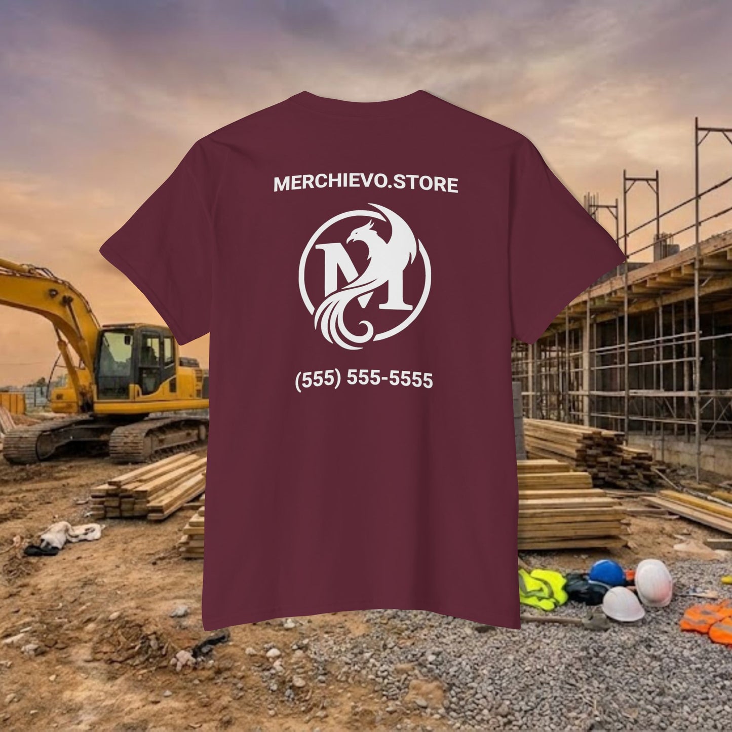 Custom Workwear Pocket T-Shirt – Company Logo & Crew Name (Heavy Cotton)