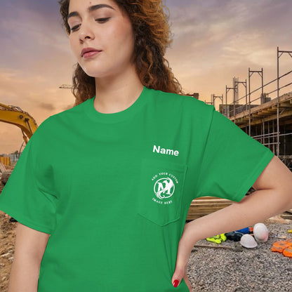 Custom Workwear Pocket T-Shirt – Company Logo & Crew Name (Heavy Cotton)