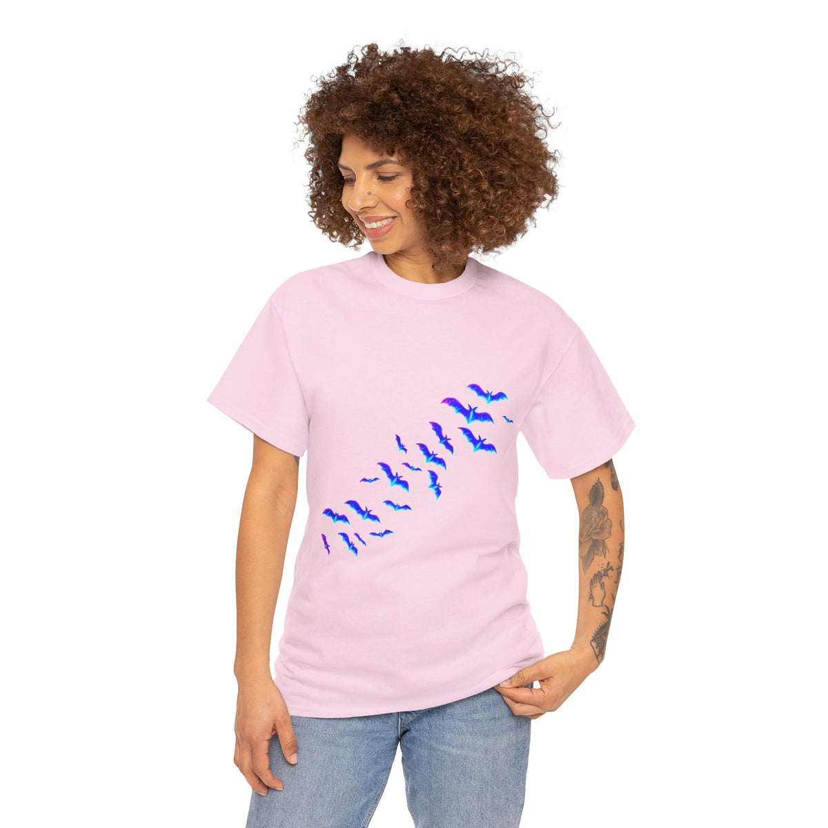 Haunted House Halloween Tee — Neon Pumpkins & Flying Bats Shirt by Merchievo (photo 13 of 14)