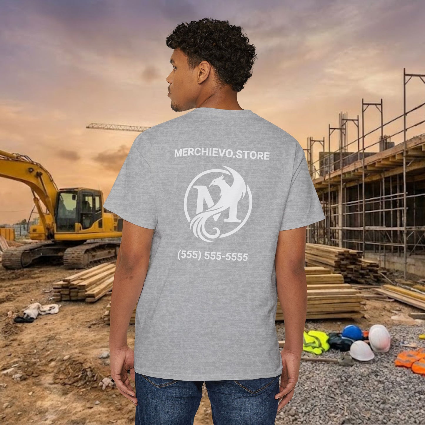 Custom Workwear Pocket T-Shirt – Company Logo & Crew Name (Heavy Cotton)