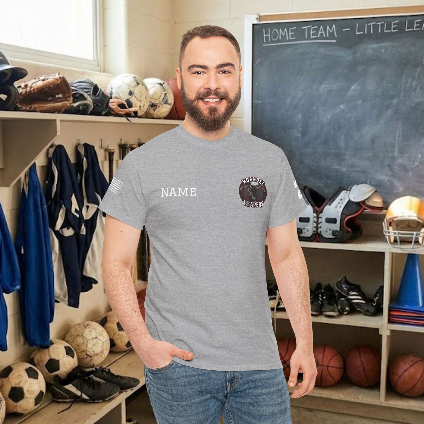 Custom Team Adult T-Shirt – Left Chest Team Logo & Name (DryBlend)