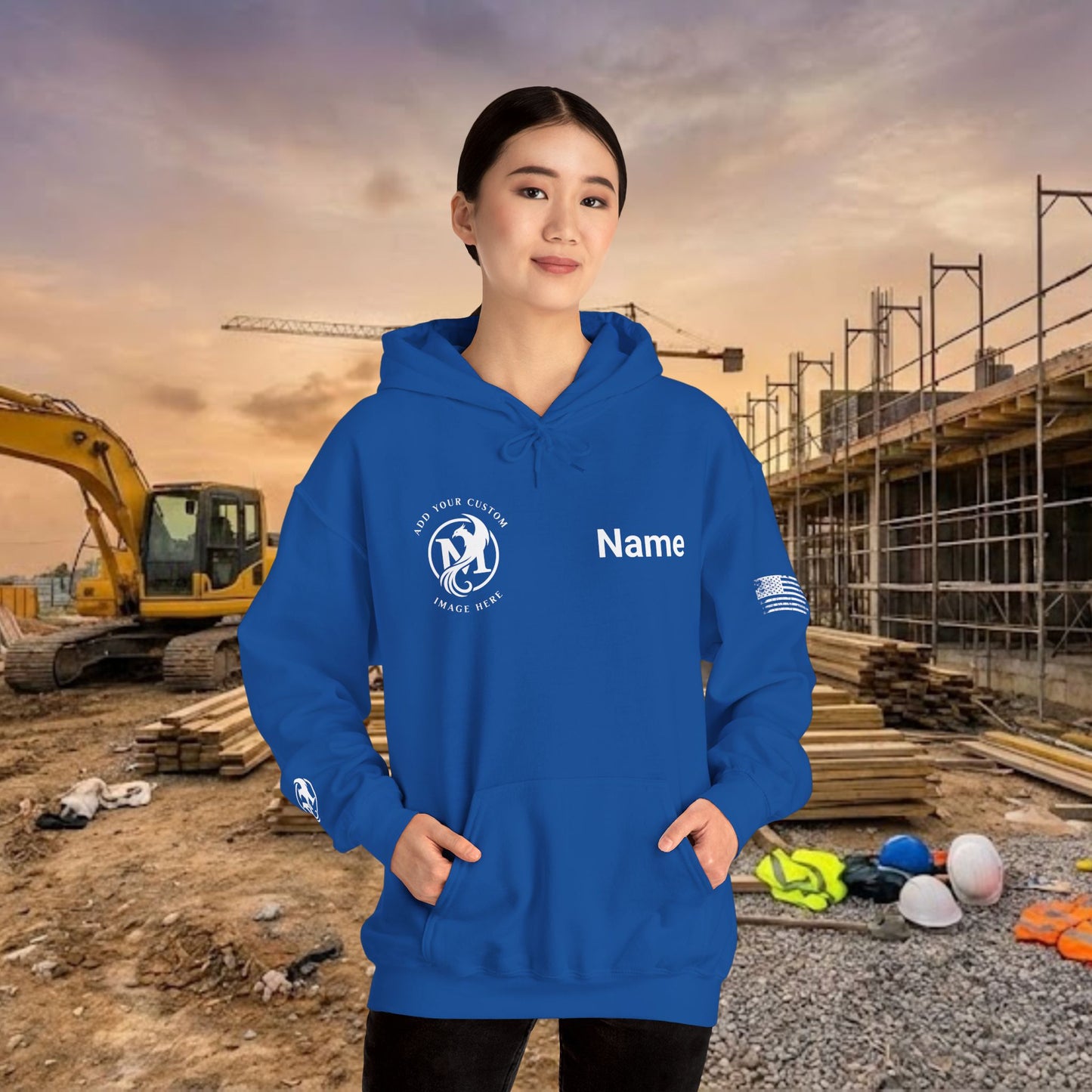 Custom Workwear Pull Over Hoodie – Right Chest Logo & Name (Gildan Heavy Blend)