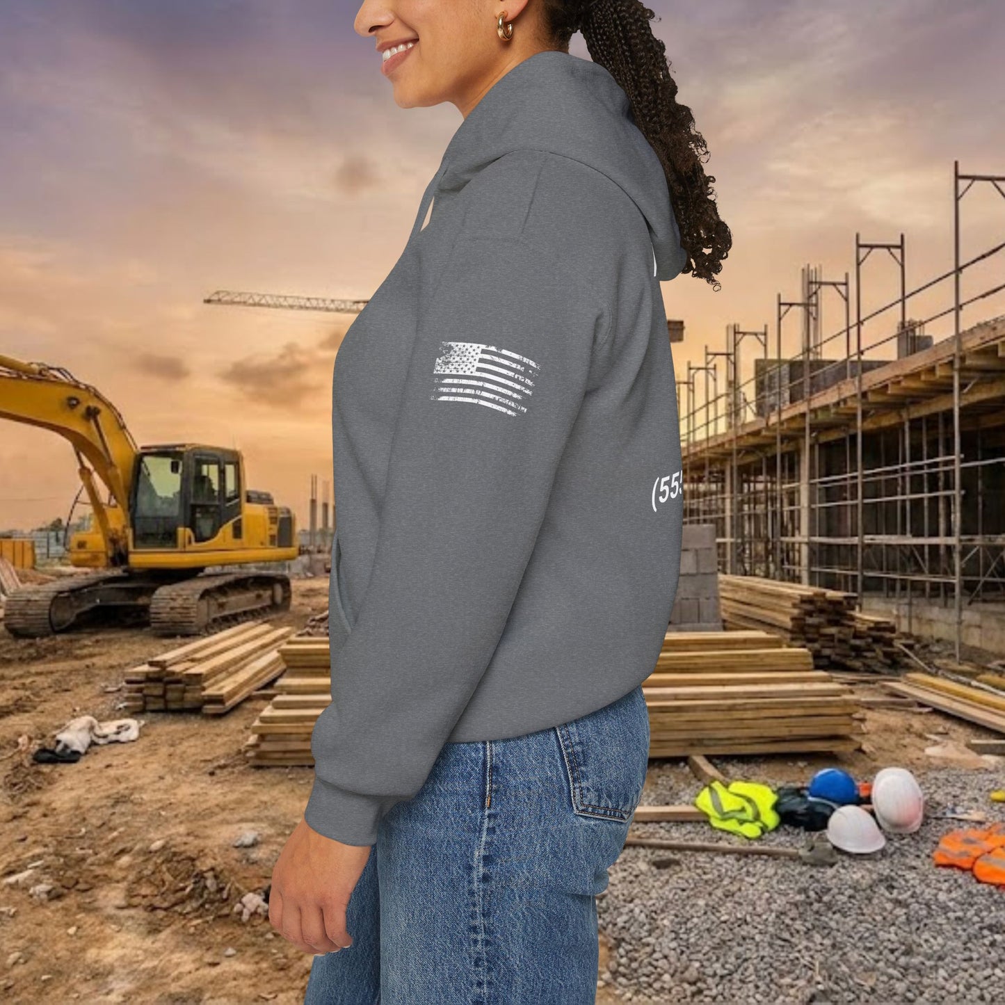 Custom Workwear Pull Over Hoodie – Left Chest Company Logo & Name (Gildan Heavy Blend)