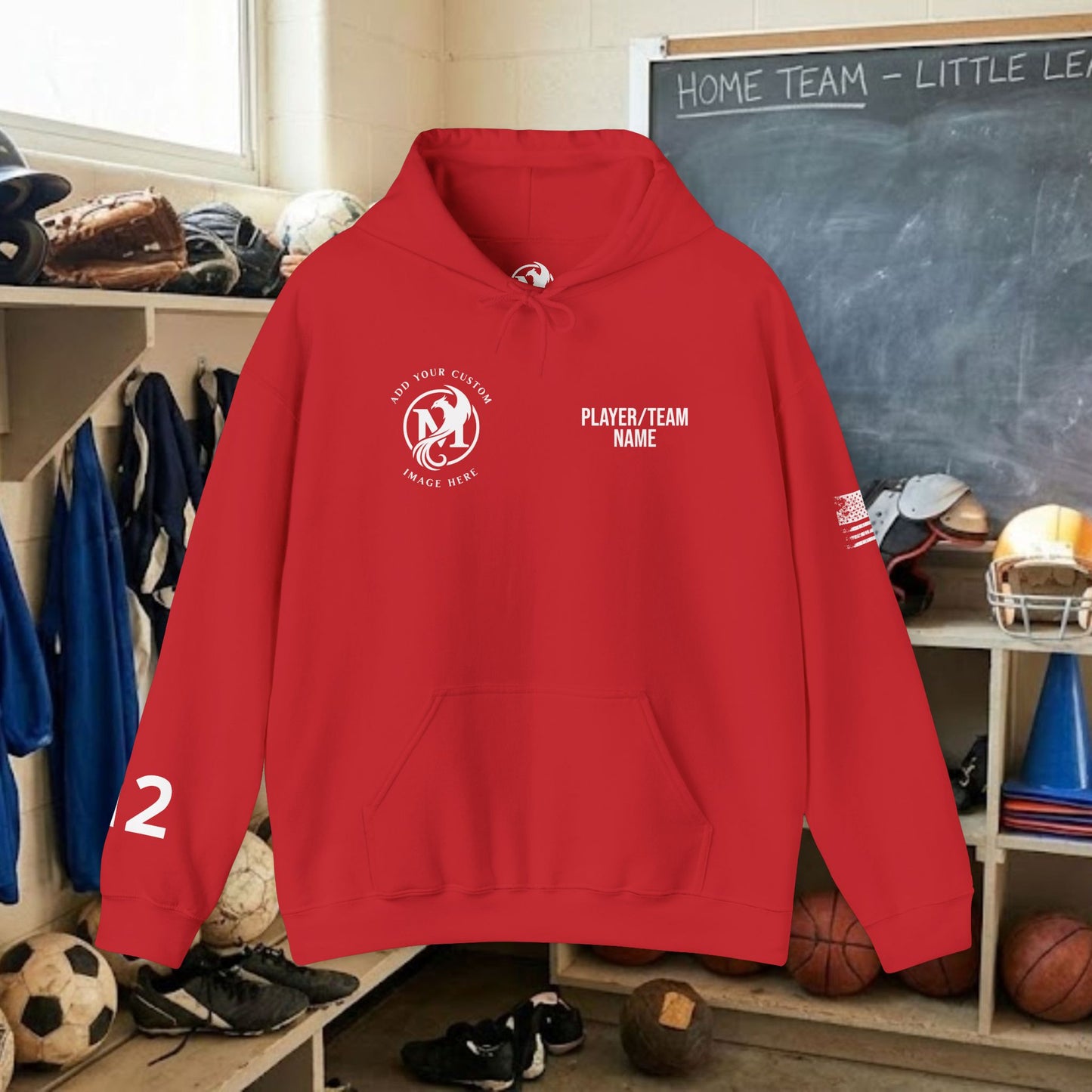 Custom Team Adult Pull Over Hoodie – Right Chest Logo & Name