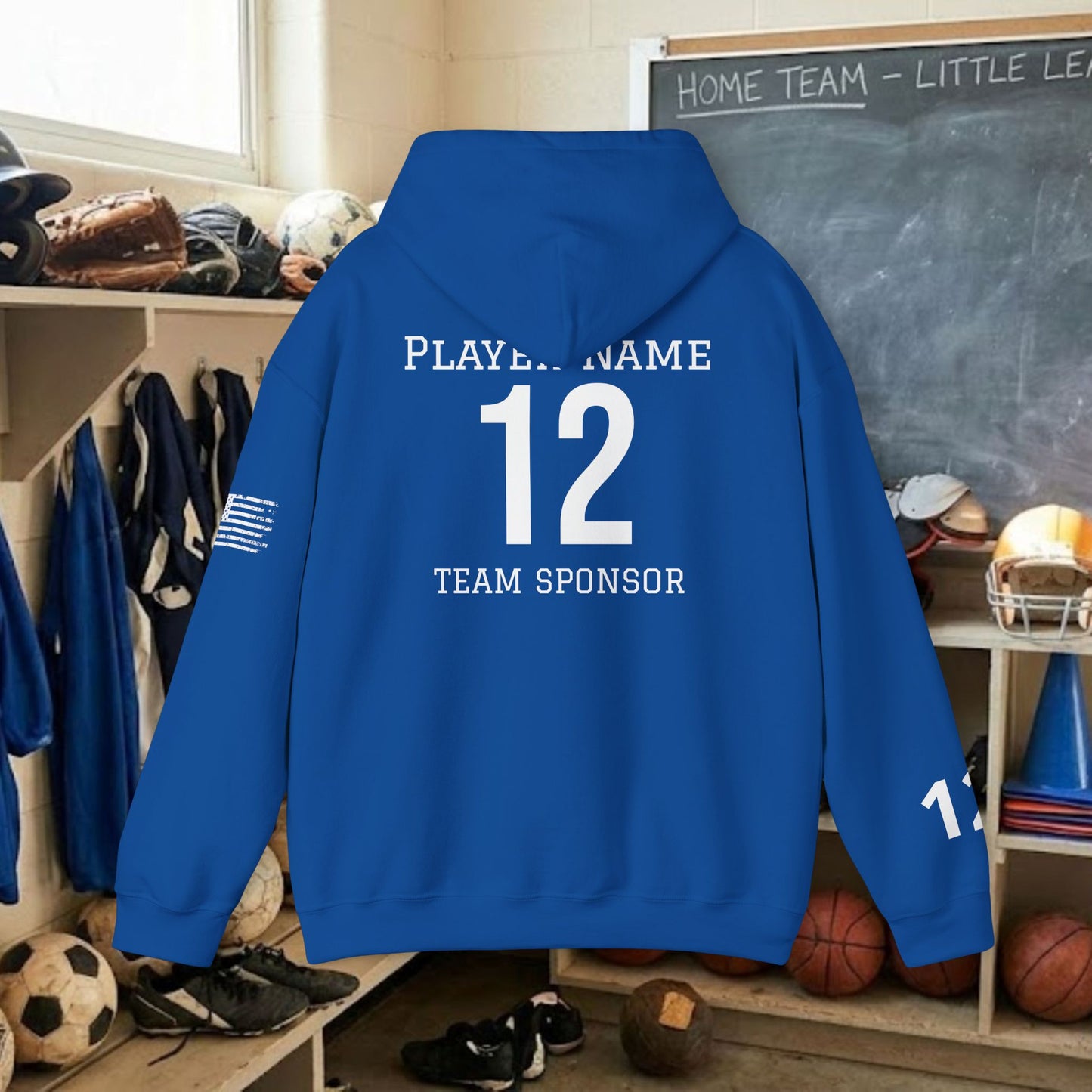 Custom Team Adult Pull Over Hoodie – Right Chest Logo & Name