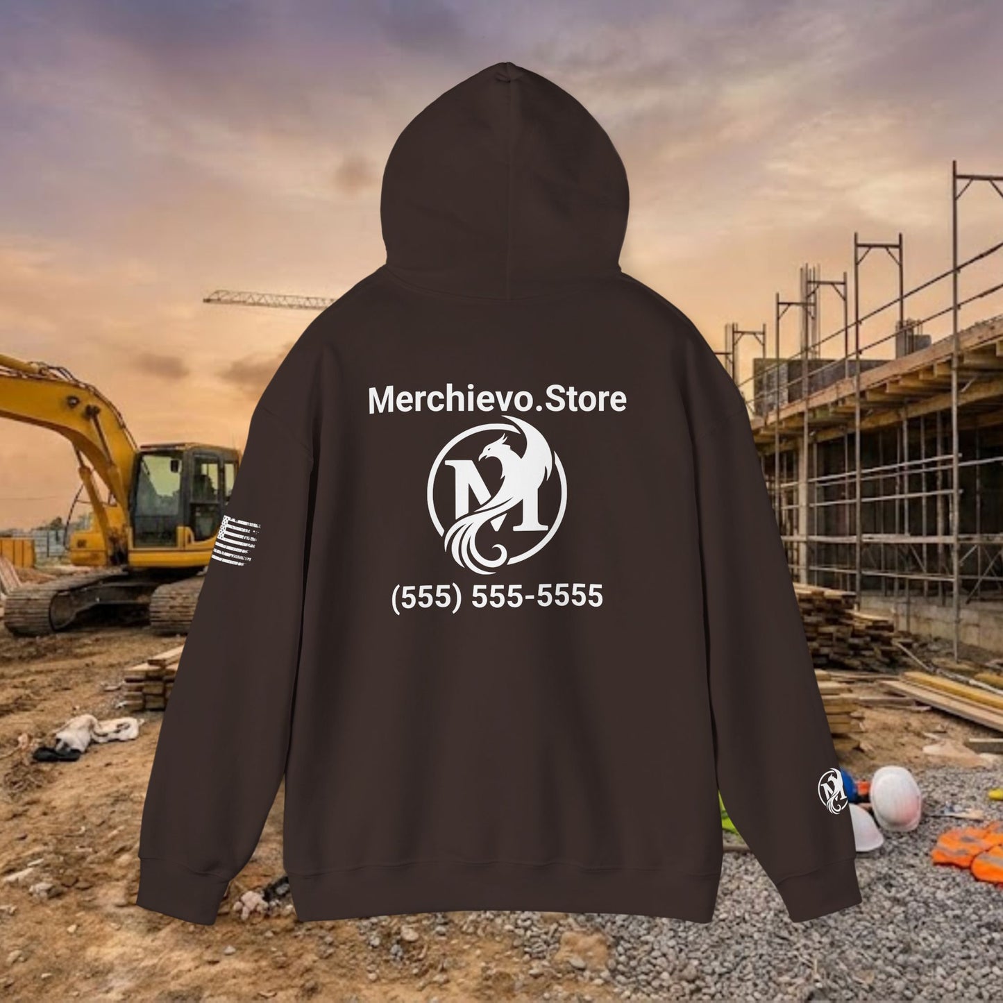 Custom Workwear Pull Over Hoodie – Right Chest Logo & Name (Gildan Heavy Blend)