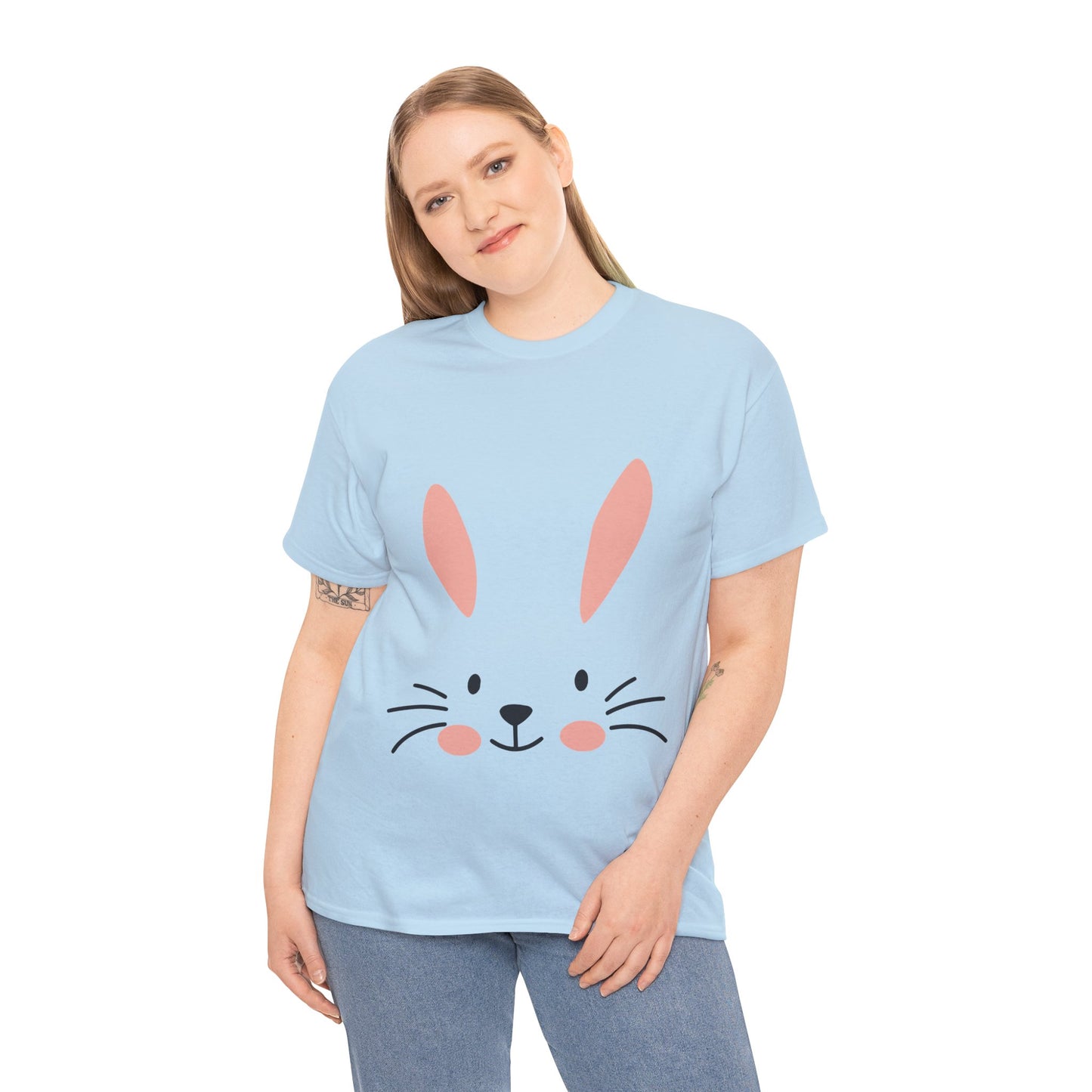 Minimalist Bunny Face Easter Tee — Unisex Adult Spring Graphic Shirt