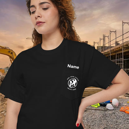 Custom Workwear Pocket T-Shirt – Company Logo & Crew Name (Heavy Cotton)
