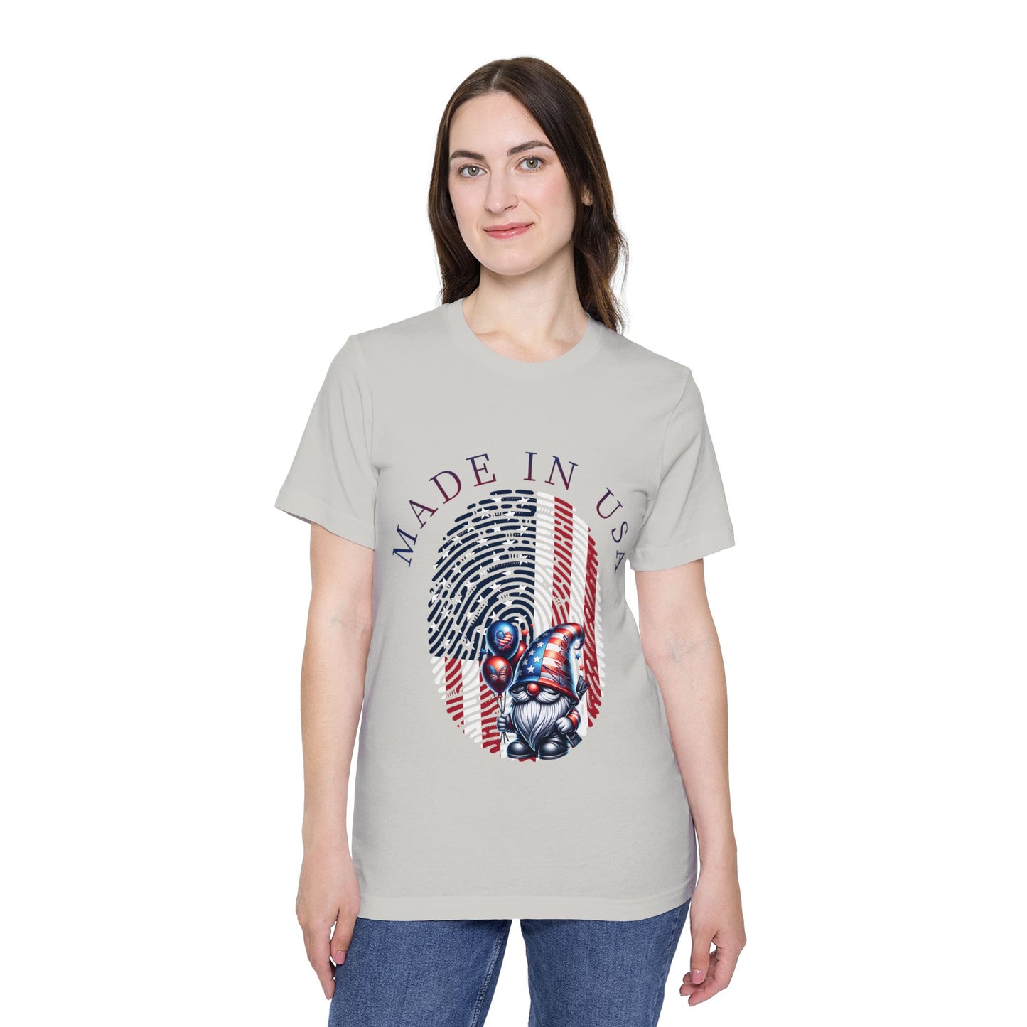 Patriotic Fingerprint Gnome Tee — Made in USA