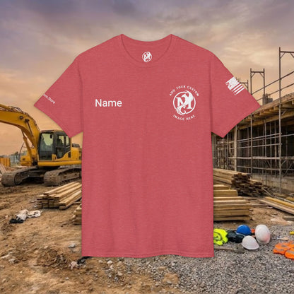 Custom Workwear T-Shirt – Left Chest Upload Your Logo & Text (DryBlend)