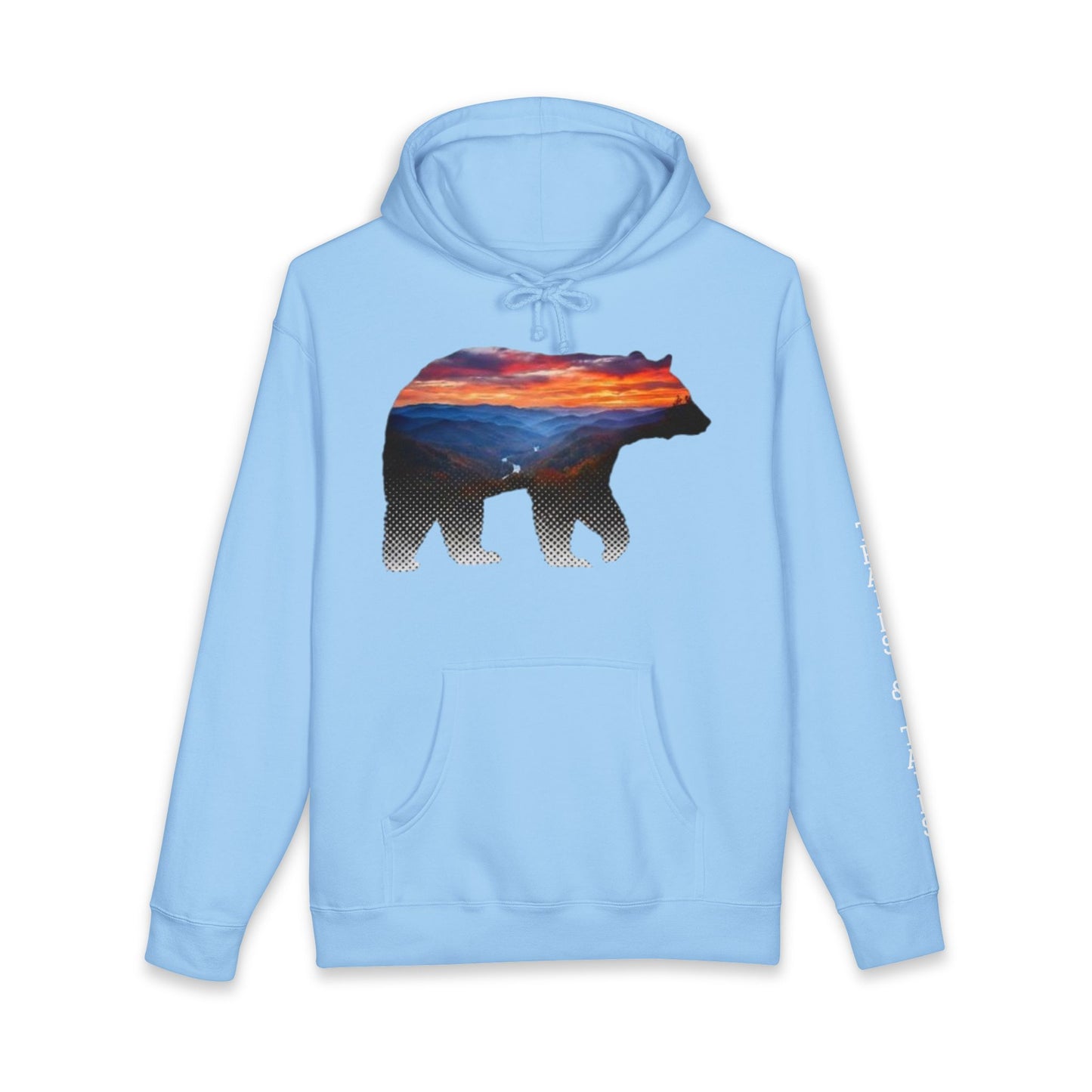 Roanoke "Trails & Tails" Premium Heavyweight Hoodie — Sunset Bear Edition