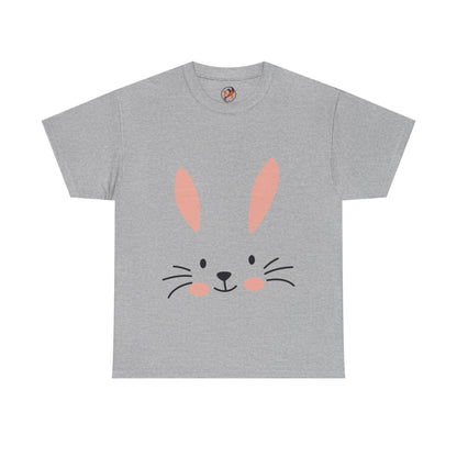 Minimalist Bunny Face Easter Tee — Unisex Adult Spring Graphic Shirt