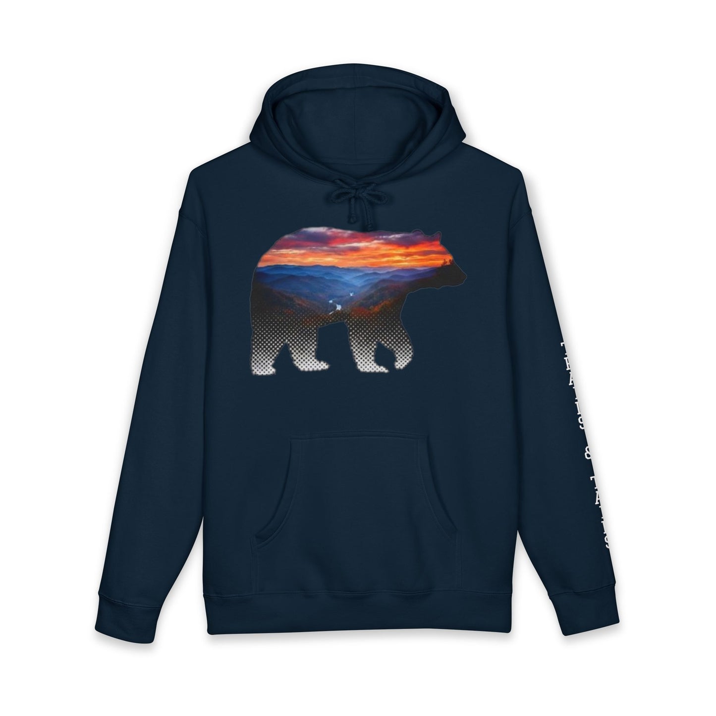 Roanoke "Trails & Tails" Premium Heavyweight Hoodie — Sunset Bear Edition