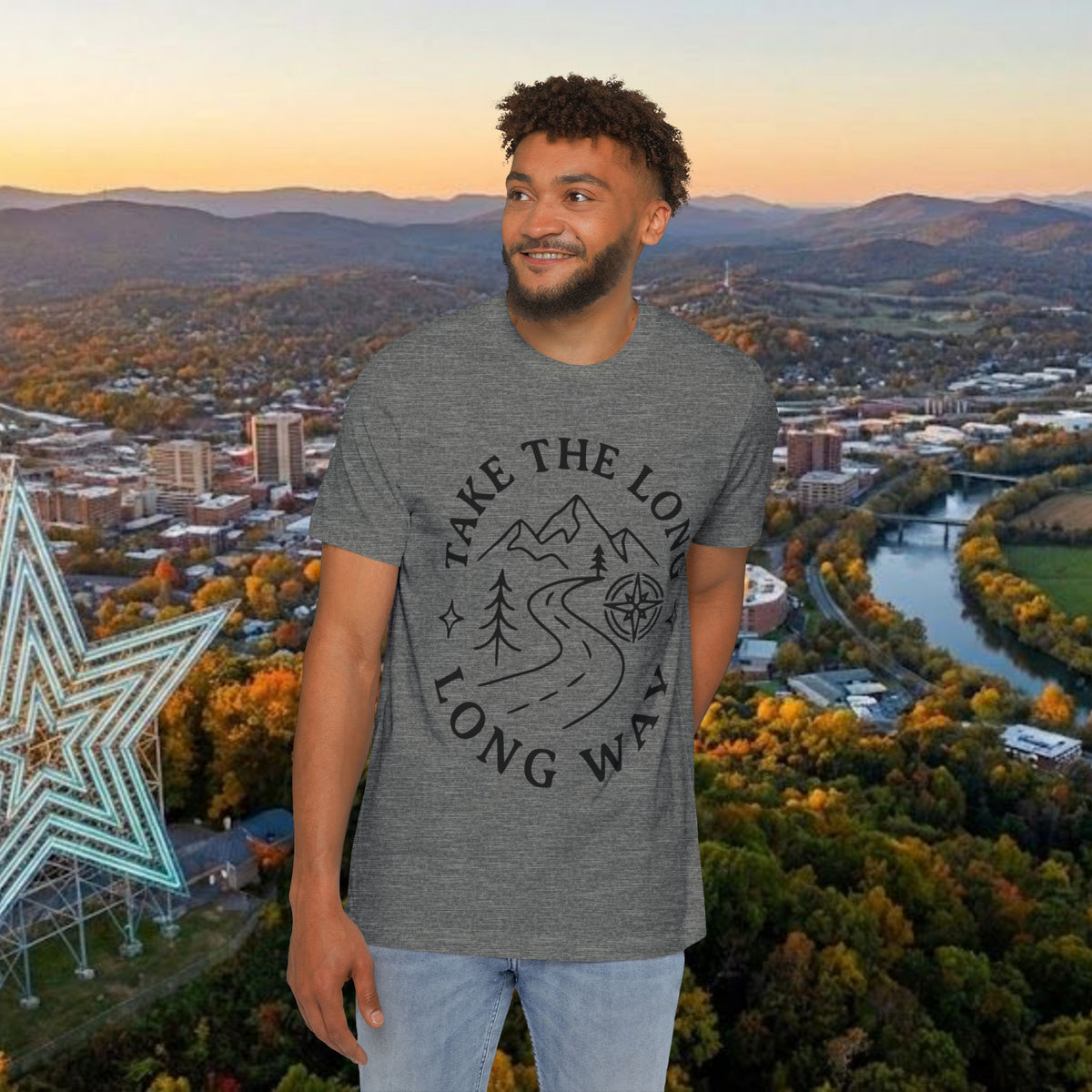 Take the Long Way scenic mountain road trip graphic t-shirt by Merchievo (photo 2 of 4)
