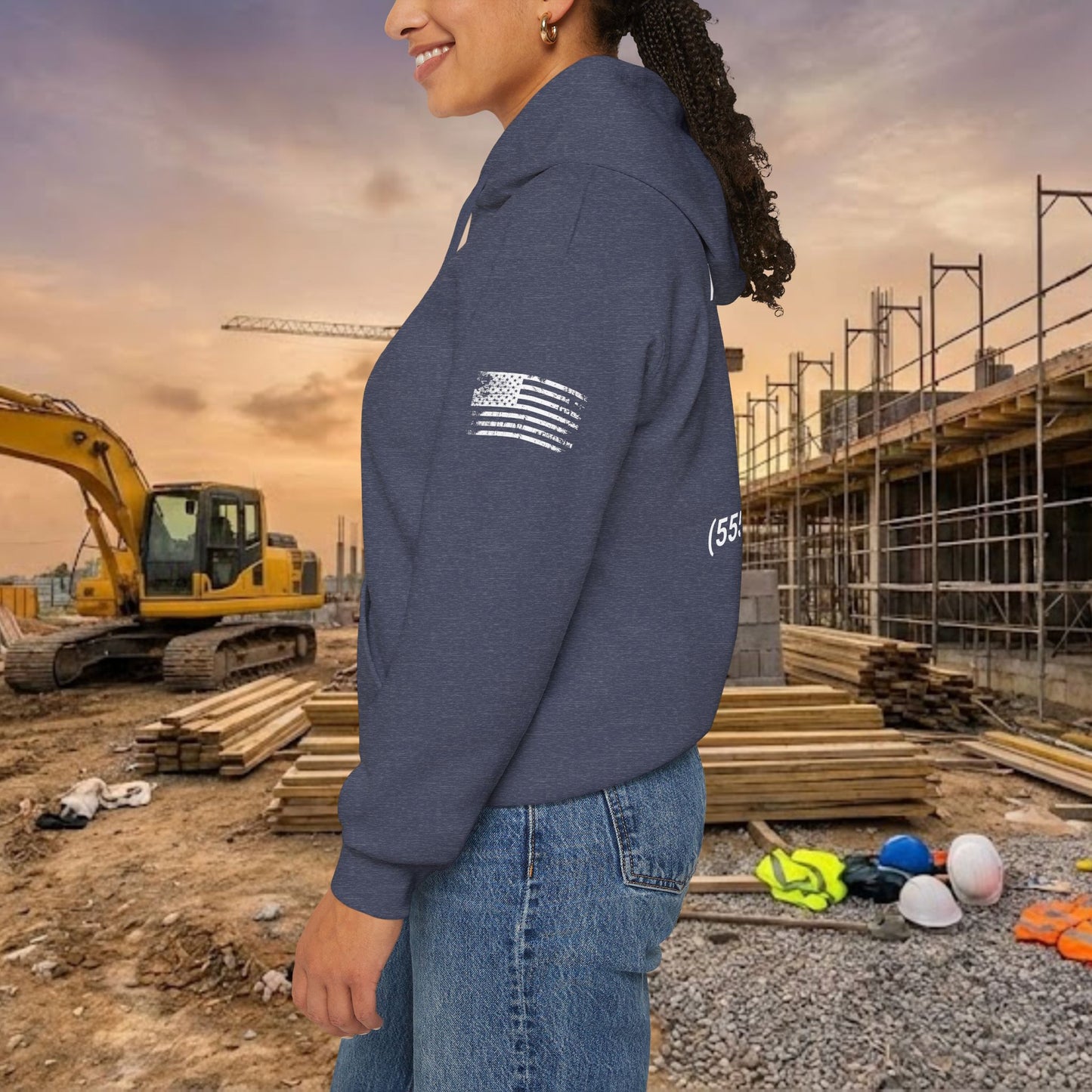 Custom Workwear Pull Over Hoodie – Left Chest Company Logo & Name (Gildan Heavy Blend)