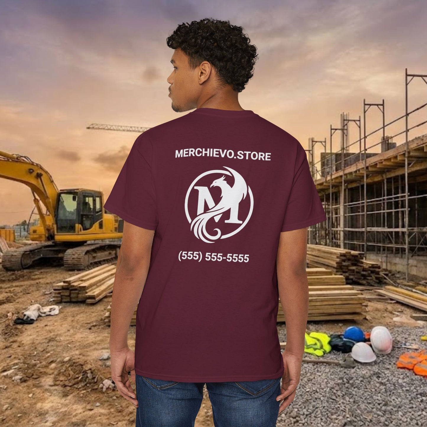 Custom Workwear Pocket T-Shirt – Company Logo & Crew Name (Heavy Cotton)