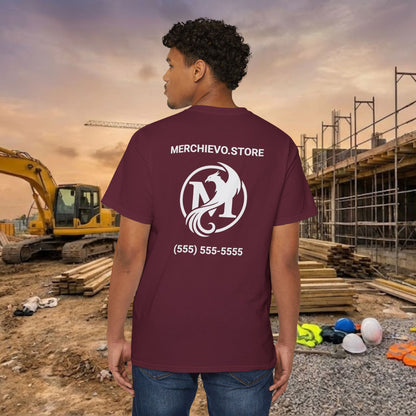 Custom Workwear Pocket T-Shirt – Company Logo & Crew Name (Heavy Cotton)