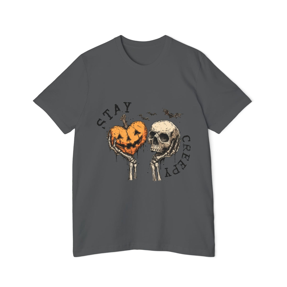 Stay Creepy Halloween T-Shirt – Pumpkin Heart & Skull Graphic by Merchievo (photo 31 of 42)