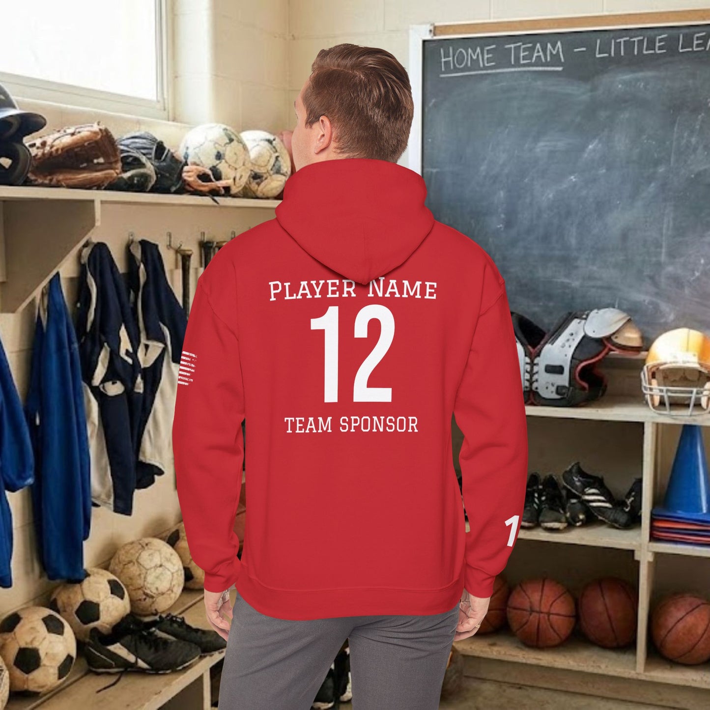 Custom Team Adult Pull Over Hoodie – Right Chest Logo & Name