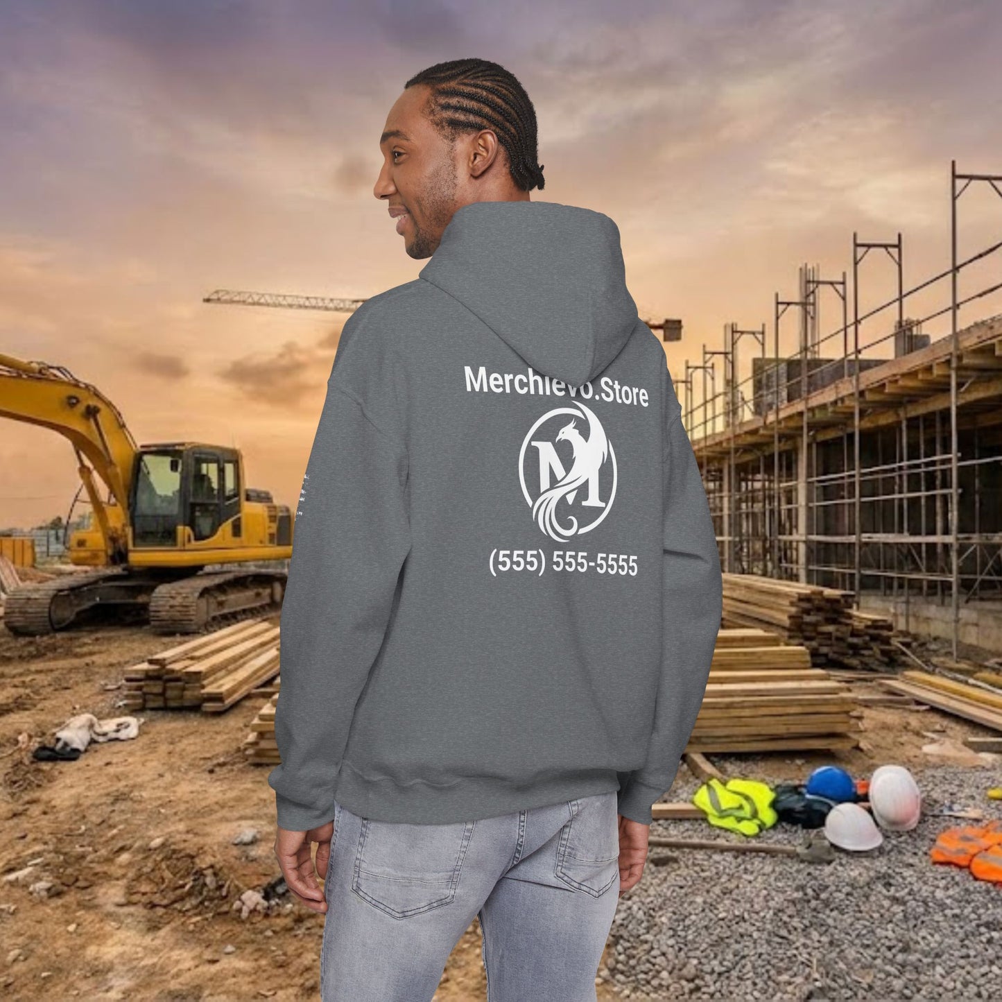 Custom Workwear Pull Over Hoodie – Right Chest Logo & Name (Gildan Heavy Blend)