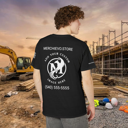 Custom Workwear T-Shirt – Left Chest Upload Your Logo & Text (DryBlend)