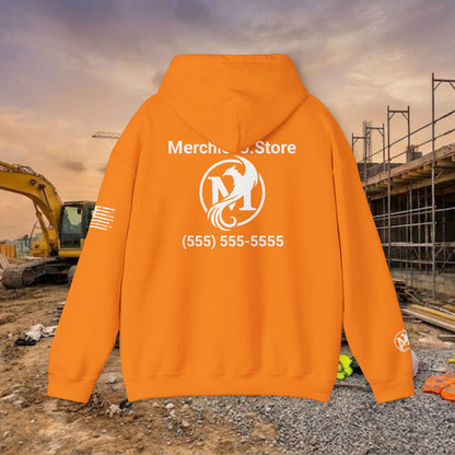 Custom Workwear Pull Over Hoodie – Left Chest Company Logo & Name (Gildan Heavy Blend)