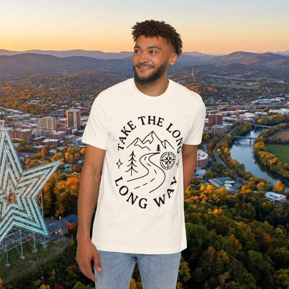 Take the Long Way scenic mountain road trip graphic t-shirt by Merchievo (photo 3 of 4)