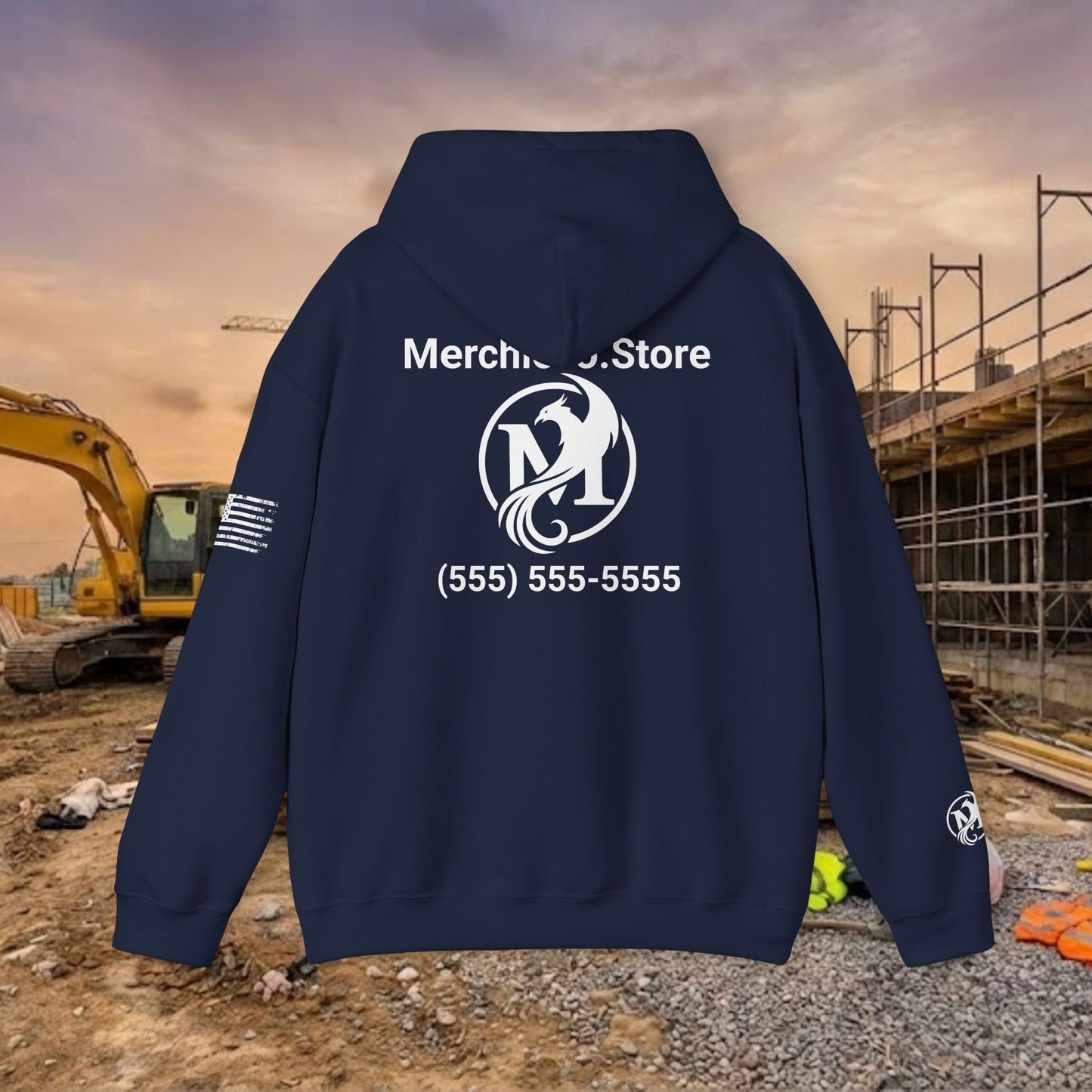 Custom Workwear Pull Over Hoodie – Right Chest Logo & Name (Gildan Heavy Blend)