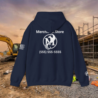 Custom Workwear Pull Over Hoodie – Right Chest Logo & Name (Gildan Heavy Blend)