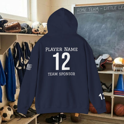 Custom Team Adult Pull Over Hoodie – Right Chest Logo & Name
