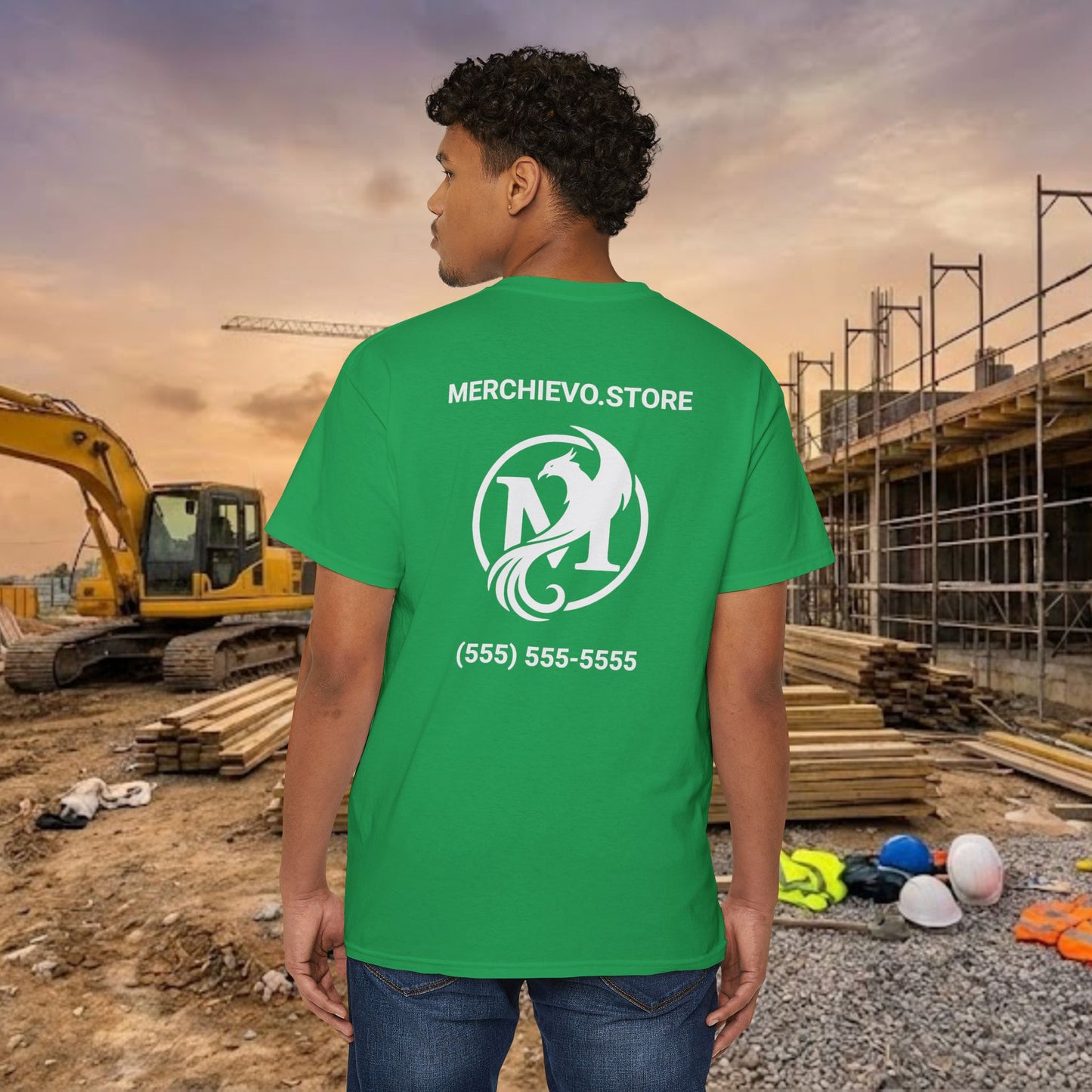 Custom Workwear Pocket T-Shirt – Company Logo & Crew Name (Heavy Cotton)