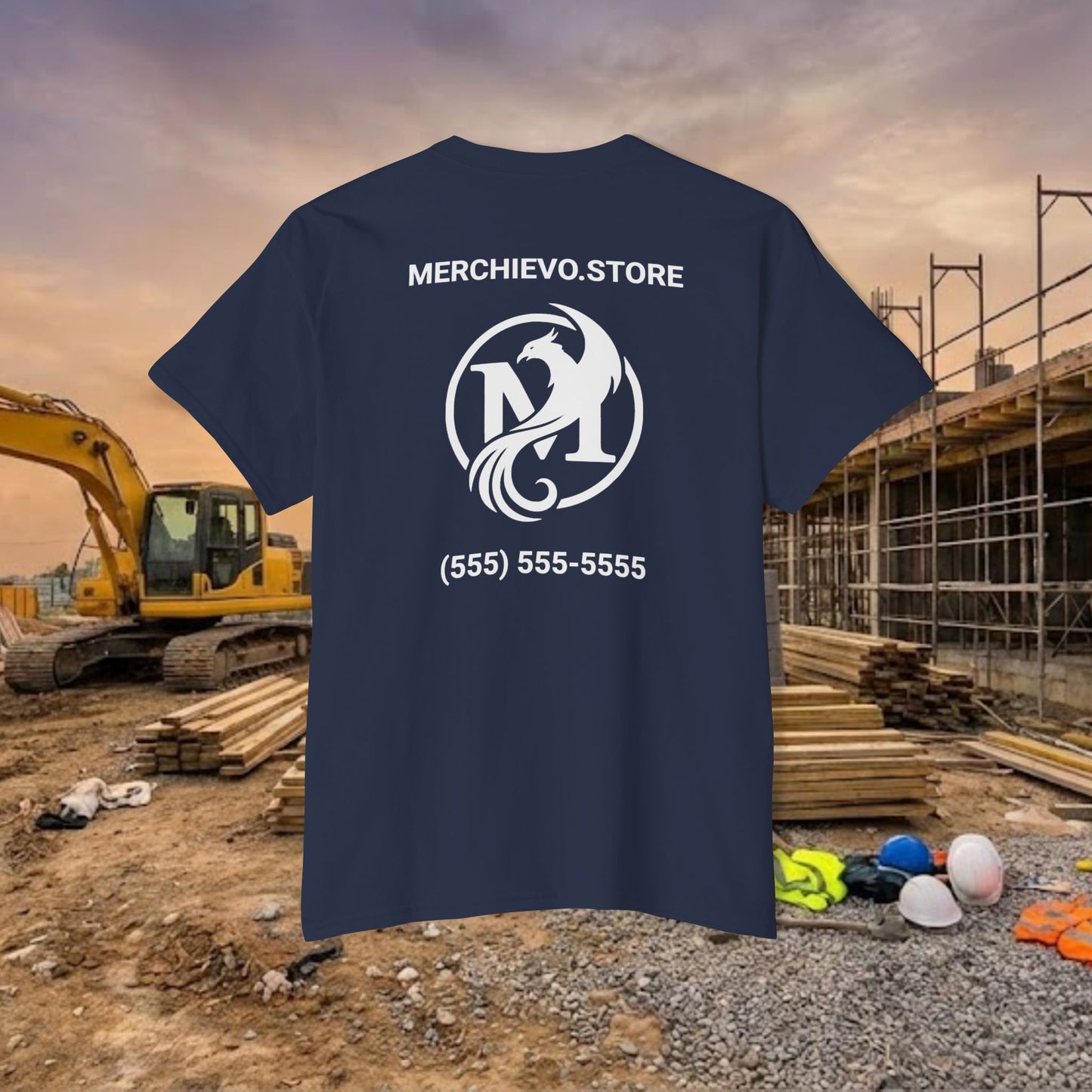 Custom Workwear Pocket T-Shirt – Company Logo & Crew Name (Heavy Cotton)