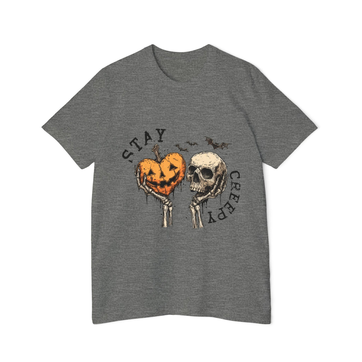 Stay Creepy Halloween T-Shirt – Pumpkin Heart & Skull Graphic by Merchievo (photo 19 of 42)