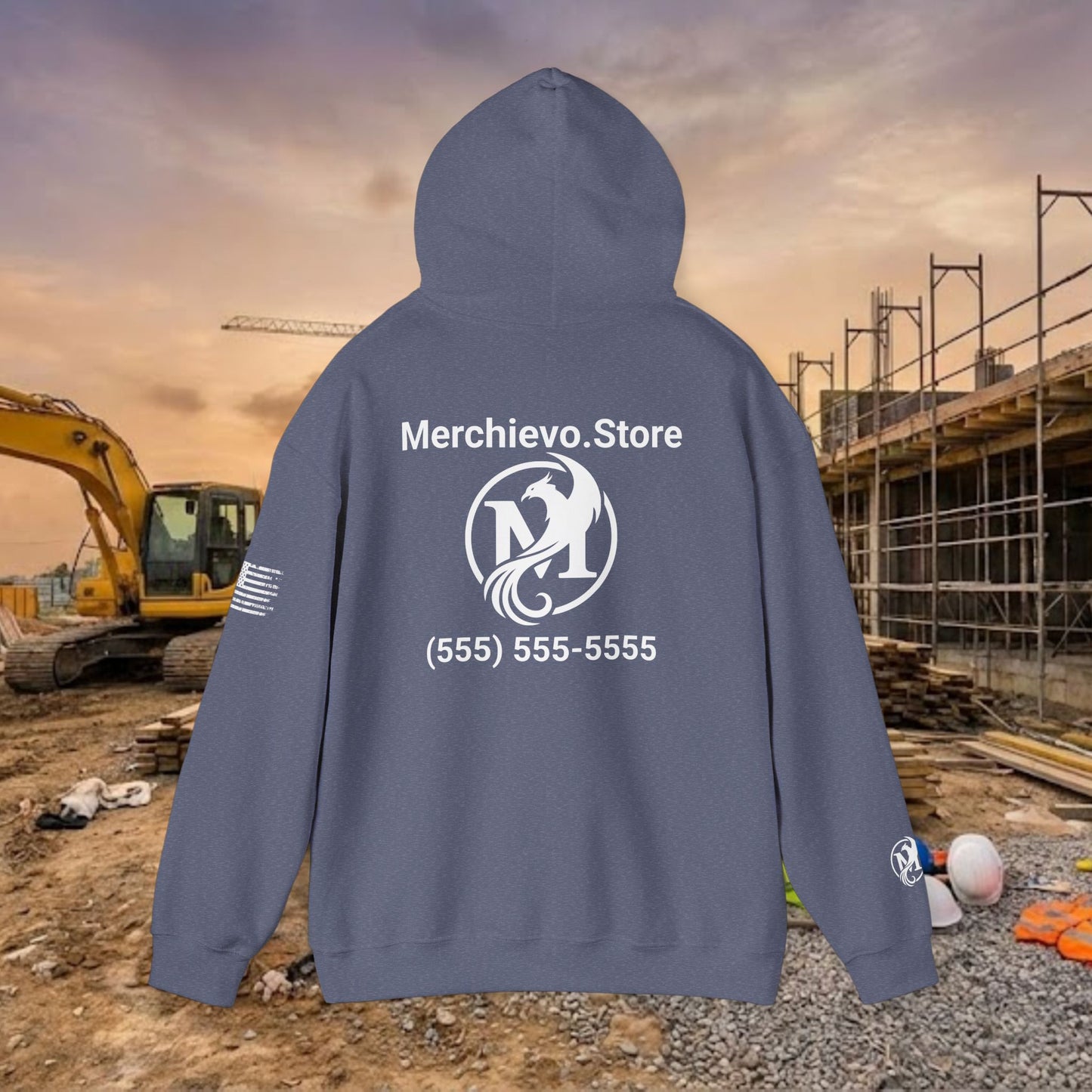 Custom Workwear Pull Over Hoodie – Right Chest Logo & Name (Gildan Heavy Blend)