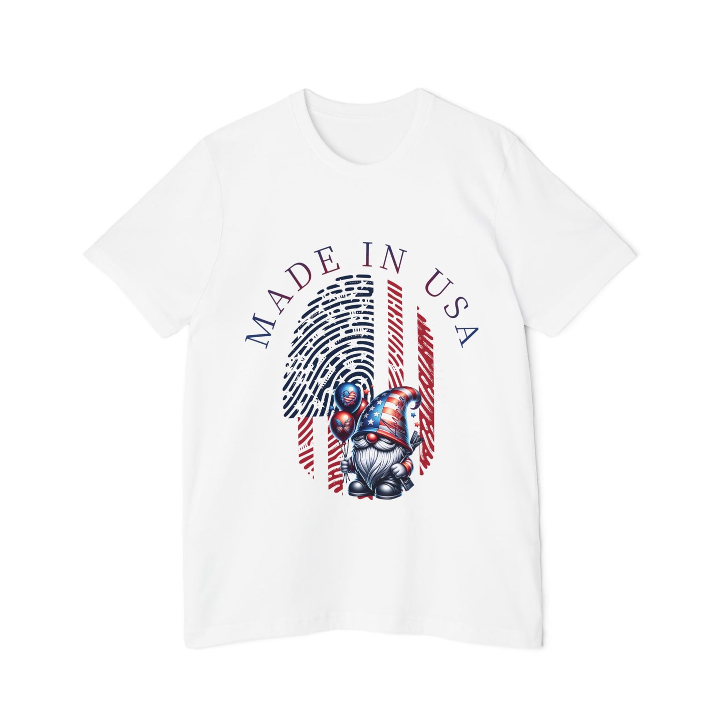 Patriotic Fingerprint Gnome Tee — Made in USA