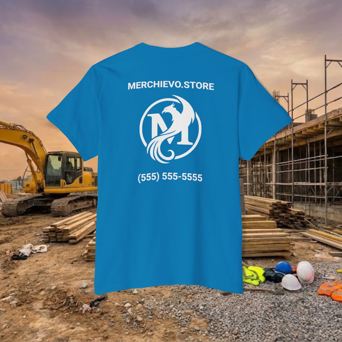 Custom Workwear Pocket T-Shirt – Company Logo & Crew Name (Heavy Cotton)