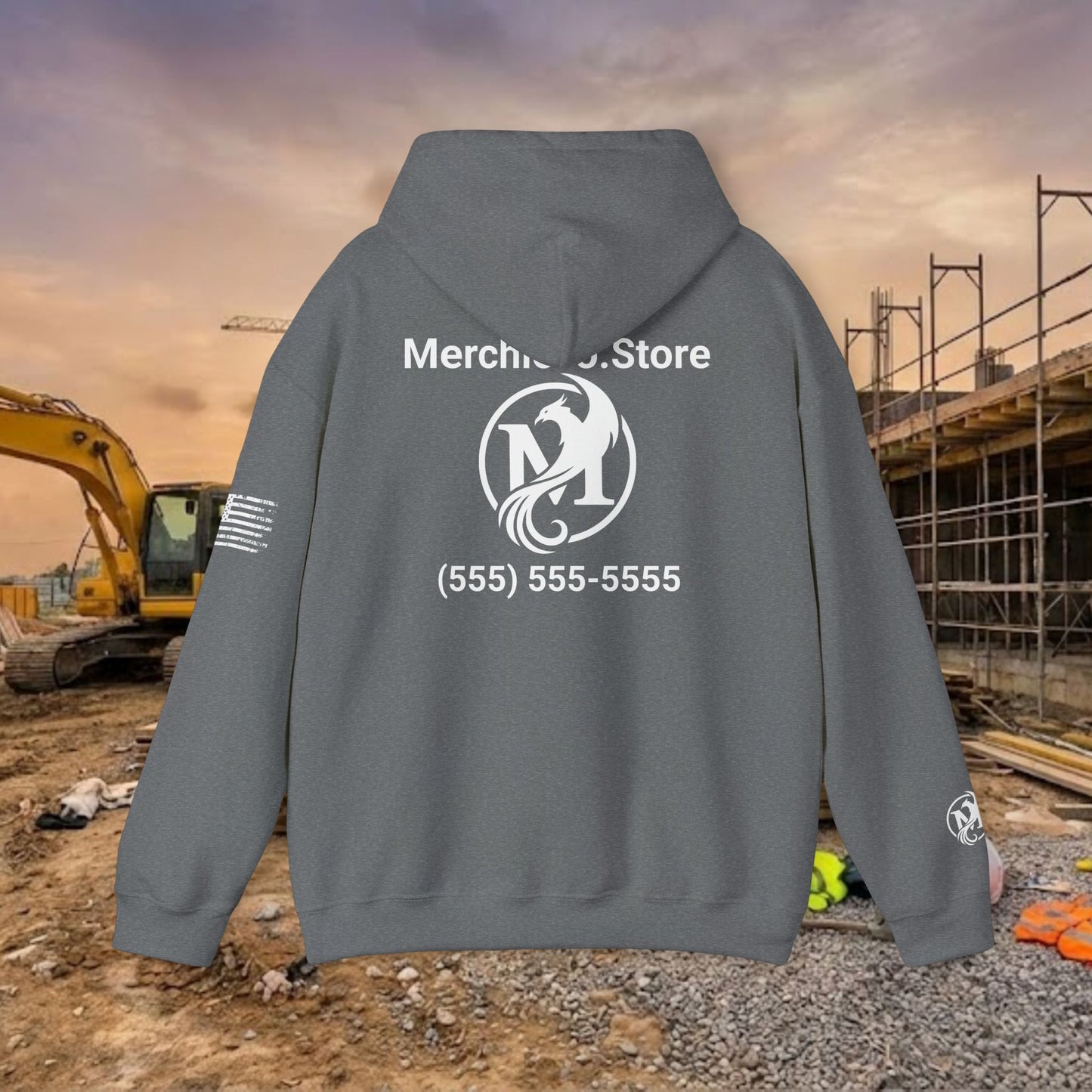 Custom Workwear Pull Over Hoodie – Right Chest Logo & Name (Gildan Heavy Blend)