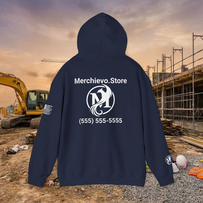 Custom Workwear Pull Over Hoodie – Right Chest Logo & Name (Gildan Heavy Blend)