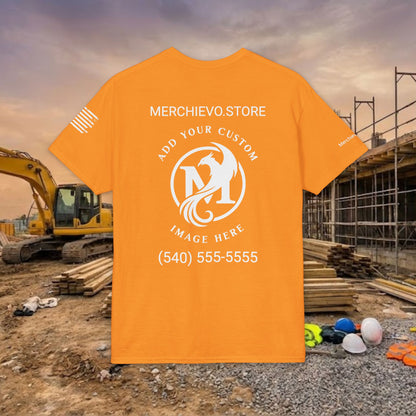 Custom Workwear T-Shirt – Left Chest Upload Your Logo & Text (DryBlend)