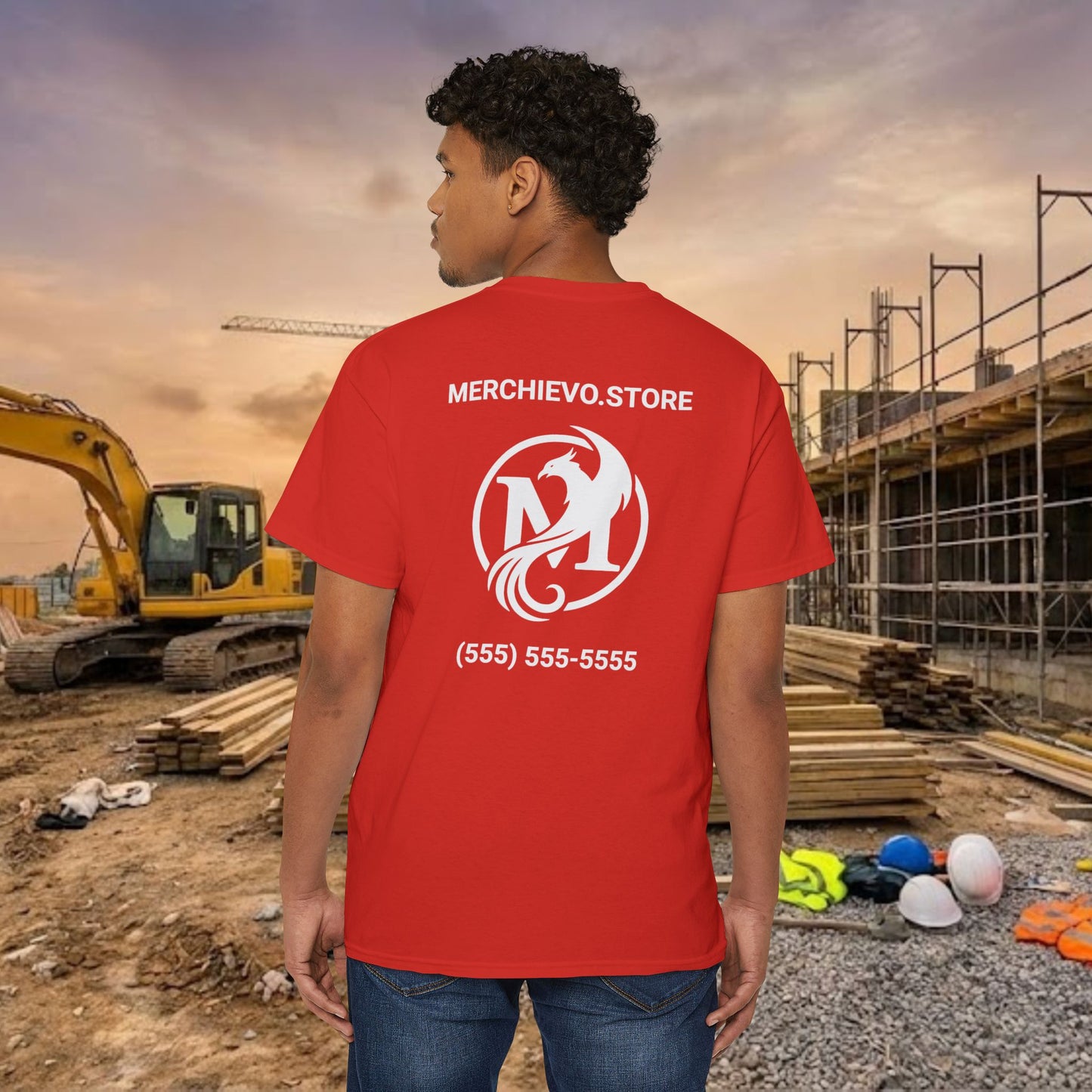Custom Workwear Pocket T-Shirt – Company Logo & Crew Name (Heavy Cotton)