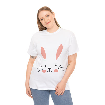 Minimalist Bunny Face Easter Tee — Unisex Adult Spring Graphic Shirt