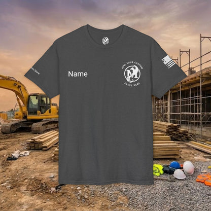 Custom Workwear T-Shirt – Left Chest Upload Your Logo & Text (DryBlend)